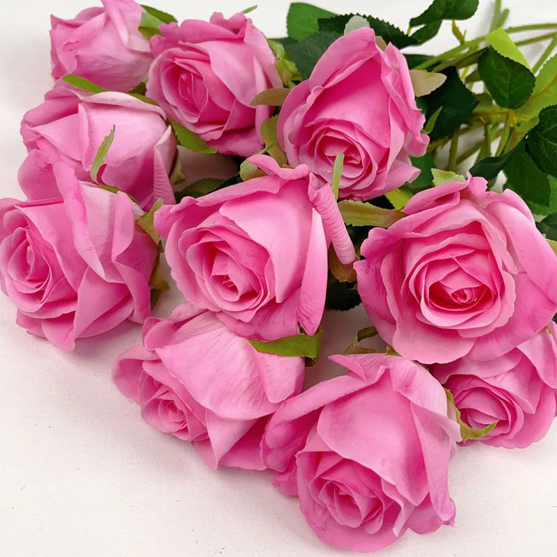 7pc Moisturizing Rose Artifical Flowers Marrige Decor Bride Hand-holding Bouquet Wedding Party Home Fake Roses Flore Arrangement