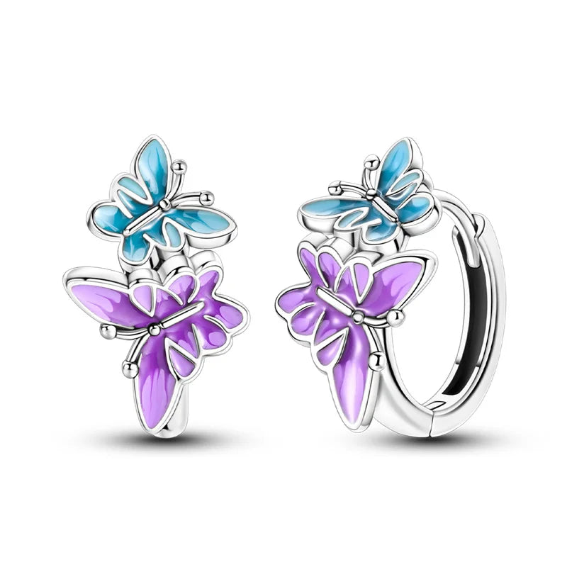 2025 Women's Earrings 925 Silver Butterfly Series Luxury Jewelry CZ Color Party Anniversary Gift