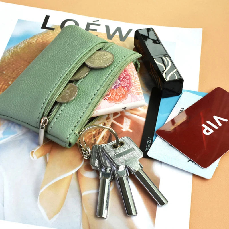 Hemasa Mini Multi-color PU Leather Small Coin Purse Light Top Layer  Zipper Key