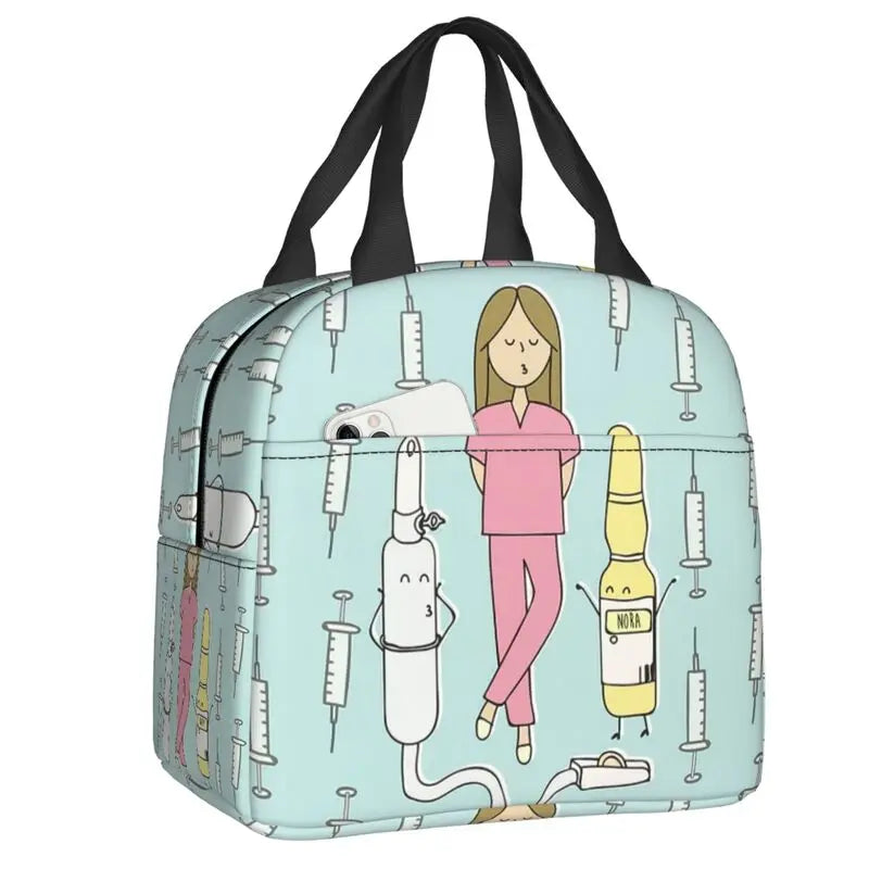 Hemasa  Nurse Lunch Bag Women Portable Cooler Thermal Insulated Lunch Box
