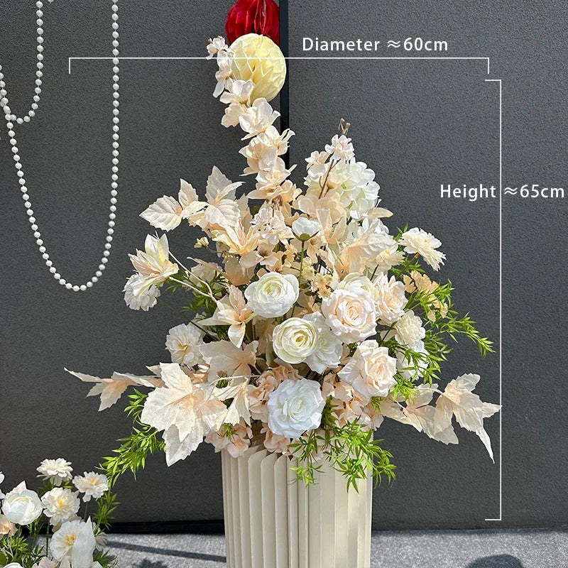 Romantic Purple Rose Hydrangea Aisle Floor Flower Wedding Backdrop Arch Decor Hang Floral Row Table Centerpieces Ball Party Prop