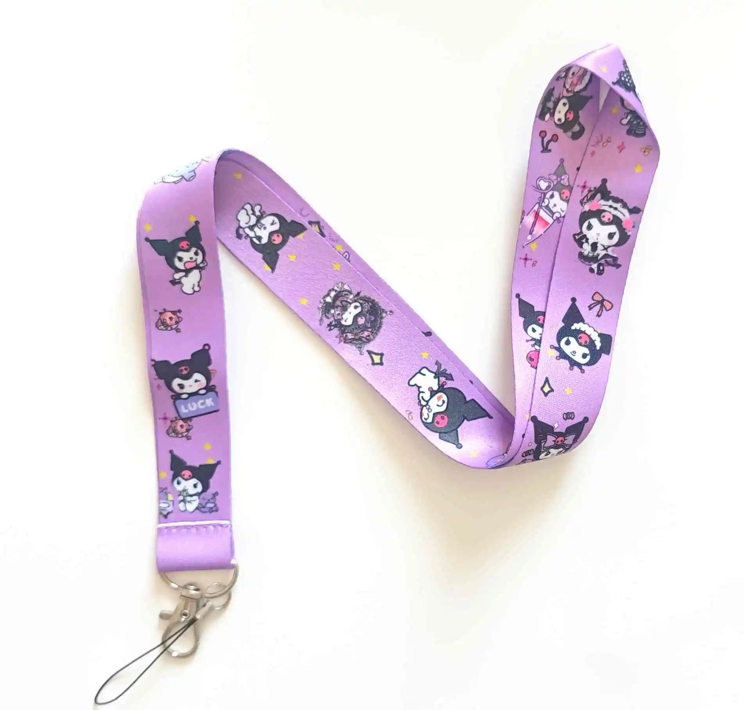MINISO Kuromi Cartoon Key Lanyard ID Badge Holders Animal Phone Neck Straps with Keyring Phone Accessories D000