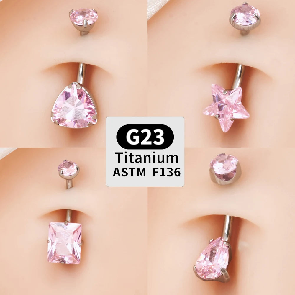 G23 Titanium Women Sexy Belly Button Rings Piercing ASTM F136 Body Jewelry 14G Internally Threaded Zircons wholesale Jewelry