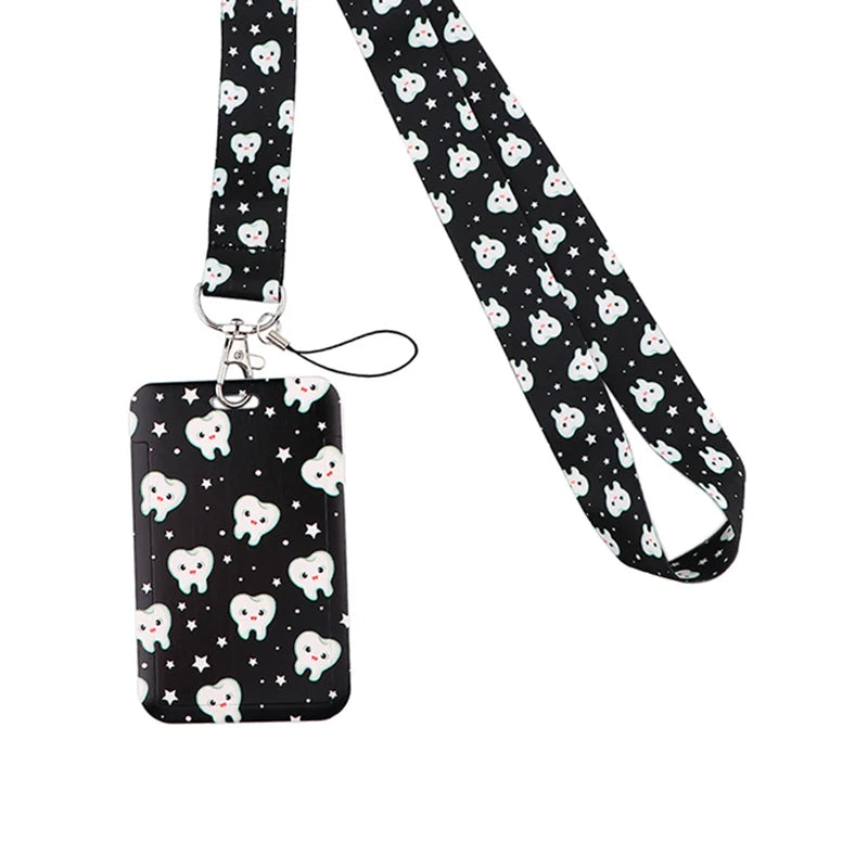 Dentist Doctor Nurse Cartoon Credential Neck Strap Lanyards Keychain ID Card Pass Hang Rope Lariat Key Chain Ring Badge Holder