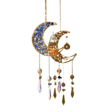 Hemasa Moon Suncatcher Crystal Tree of Life Hanging Decoration Stained Glass Healing Crystal Rainbow Maker Garden Outdoor Decoration