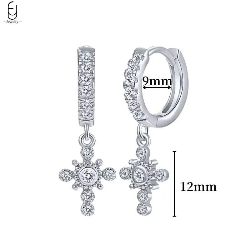 Hemasa 925 Sterling Silver Ear Buckles Fashion Hoop Earrings /White Crystal Luxury Women's Earrings Wedding Women's Jewelry Premium Gift