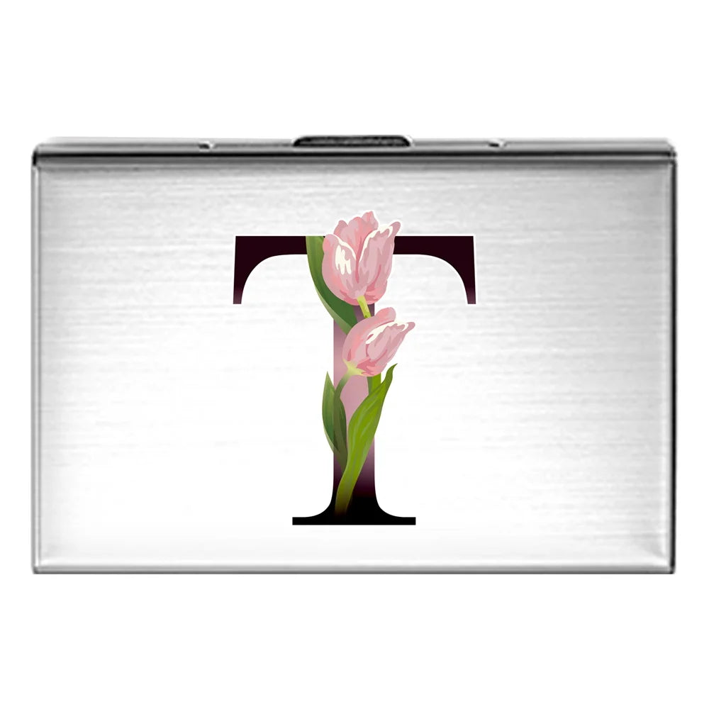 Card Holder RFID Blocking Aluminum Metal Slim Wallet Anti-scan Credit Card Holder Thin Case Small Wallet Flower Color Series