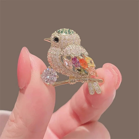 Elegant Cute Bird Brooches for Women Unisex Shiny Rhinestone Zircon Emblem Bee  Butterfly Corsage Badges Lapel Pins Jewelry Gift