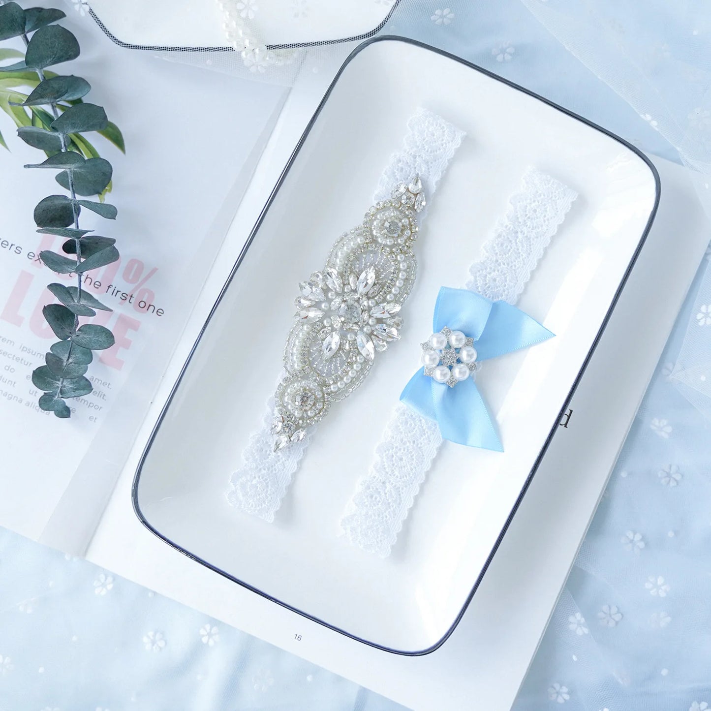 Lace Leg Wedding Bridal Garters Bride Silver Rhinestones Pearls Women Thigh Decoration Ring