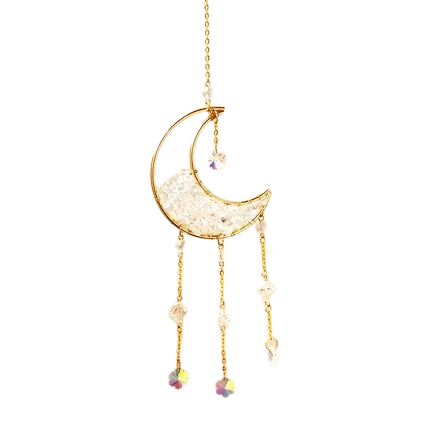 Hemasa Amethyst Suncatcher Moon Crystal Gemstone Windchime Sun Catcher / Rainbow Crystal Window Yard Garden Decoration Outdoor