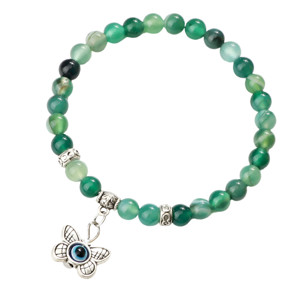 Heamsa 6mm Beads   with Butterfly Pendant  Bracelet for Women