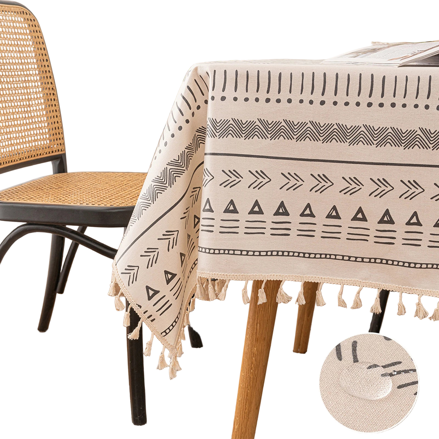 Tejesa  Cotton Linen  Tasse Waterproof Tablecloth /Patio/ Outdoor Wrinkle Free Table Protector Covers