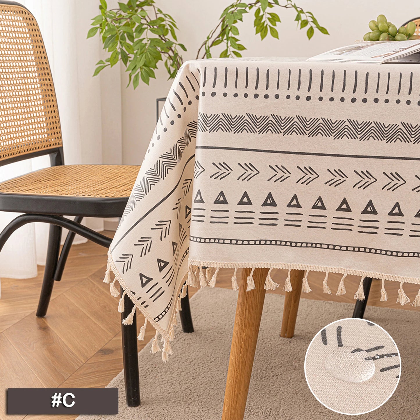Tejesa  Cotton Linen  Tasse Waterproof Tablecloth /Patio/ Outdoor Wrinkle Free Table Protector Covers