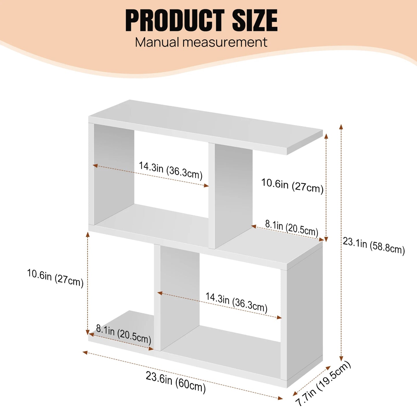 2 Tier Storage End Side Table S Shape Sofa Side Table Narrow Side Table Modern End Table for Living Room,Bedroom,Office