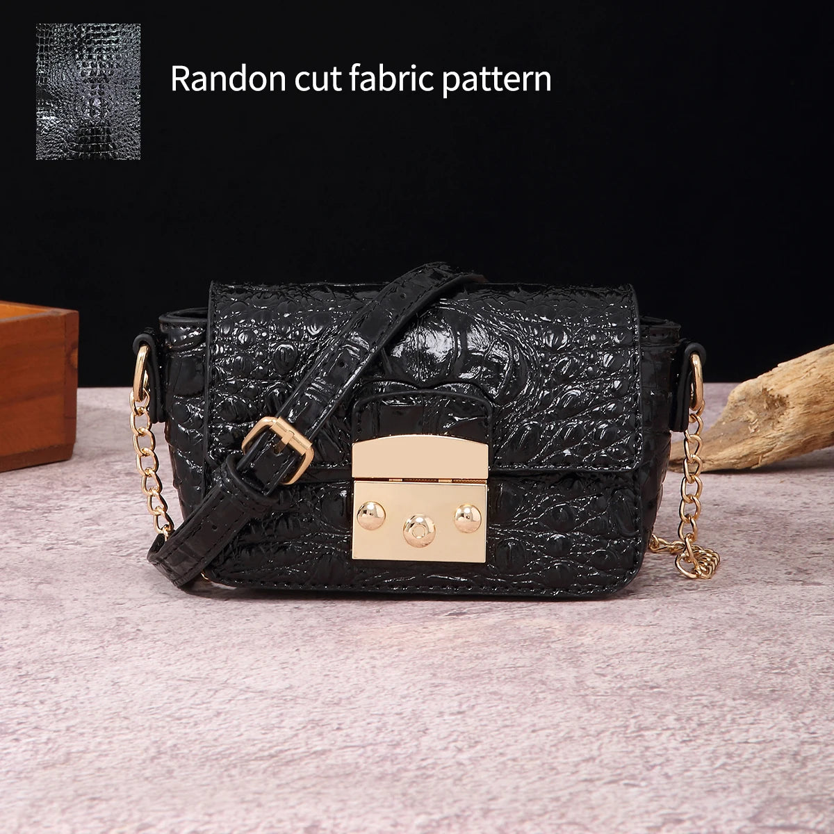 Colorful Crocodile Pattern Mini Lock Flip Phone Bag Crossbody Bag Classic