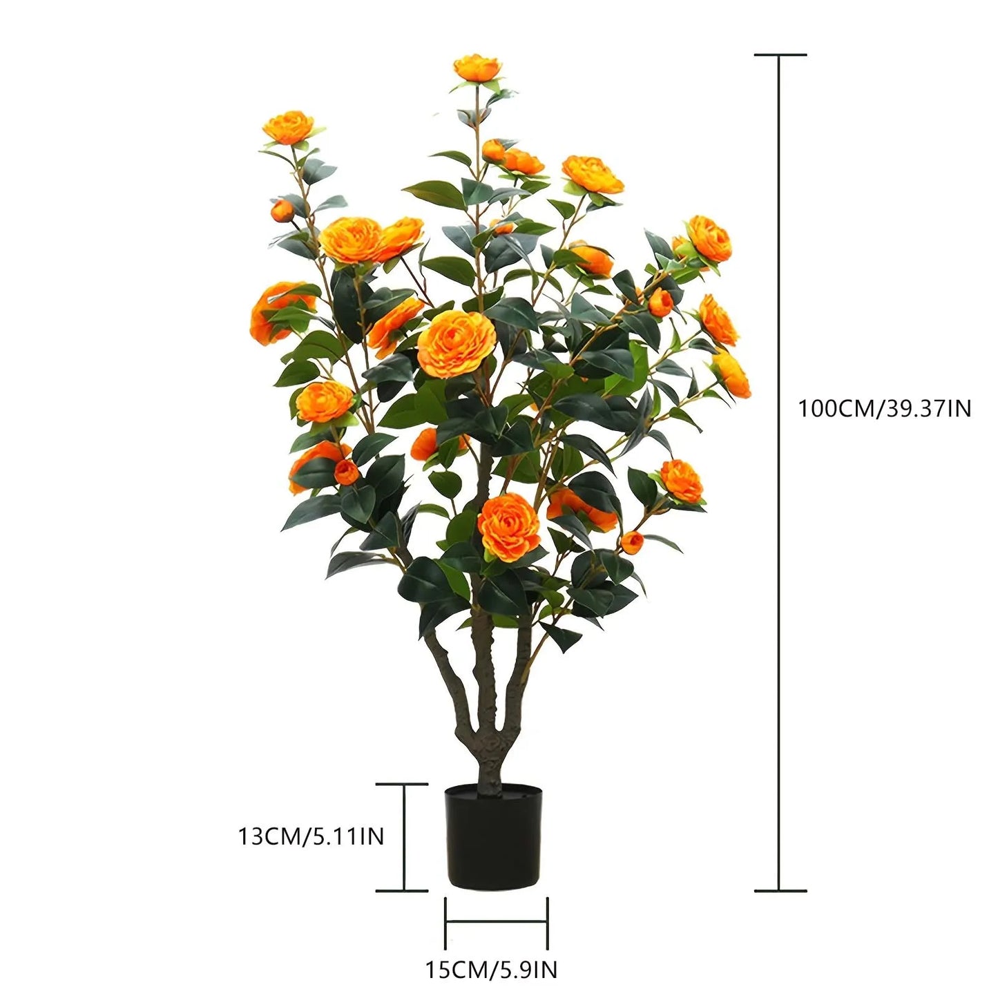 100CM Artificial Camellia Tree Artificial decorative plants For Wedding&Garden Home Room Decor Office & Living Room Floor Decor