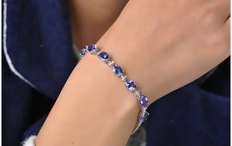 Hemasa  925 Sterling Silver Bracelet Sapphire Silver Bracelet For Women