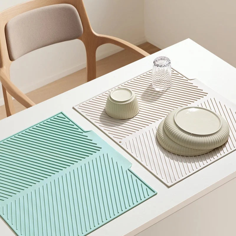 Tejesa Silicone Drain Pad Ideal Drying Mat Pots Dish Drain Mat For Kitchen Tableware Non-slip Mats Anti-scald Coaster Kitchen Tools