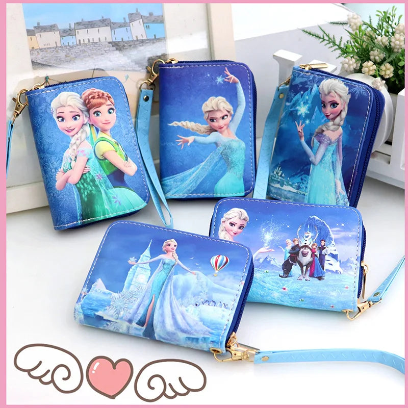 Disney Frozen 2 Women's Wallet Princess Anna Elsa Cartoon Movie Multifunctional Card Holder for Girls Kawaii Print Coin Purse
