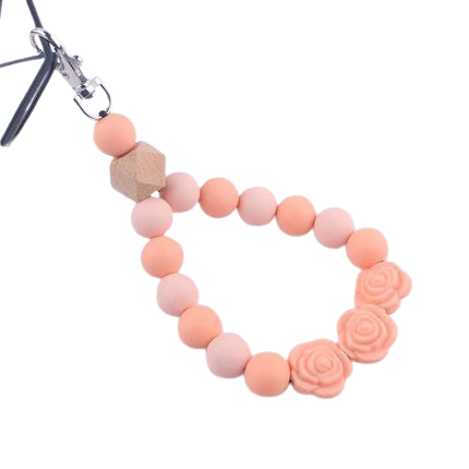 Hemasa Colorful Rose Silicone Beads Keychain Lobster Clasp Bracelet Keyring For Women