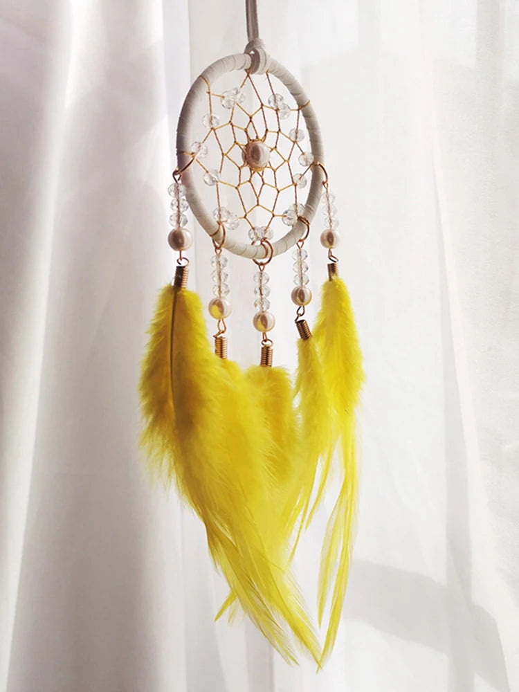 Hemasa Hand-woven   Feather Wind  Chime   Dream Catcher for Valentine's Day Gift Bedroom Hanging Ornaments Home Decoration
