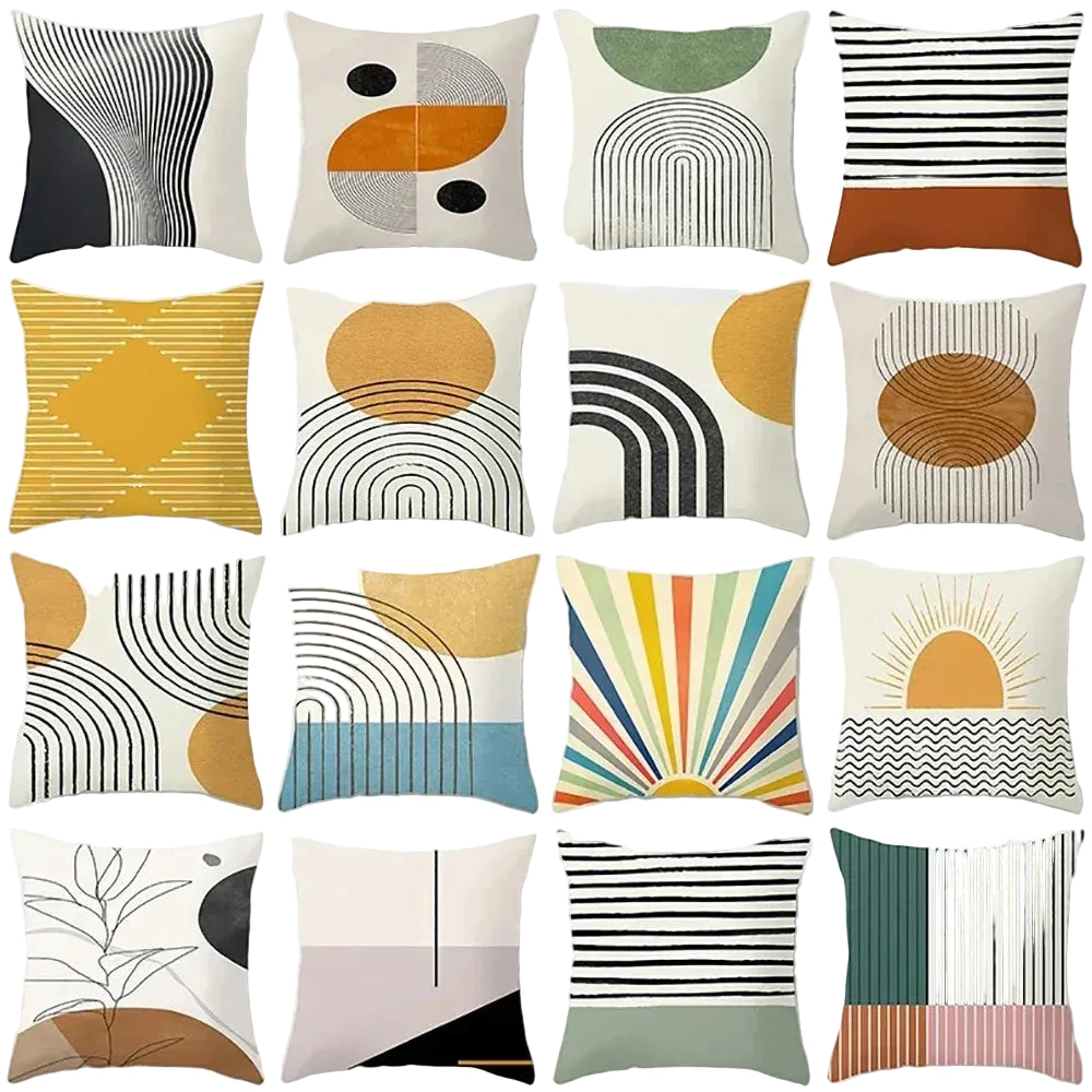 Hemasa 4Pcs Decorative Pillow Bedroom Sofa Car Cushion Cover Abstract Line Pattern Series Throw Pillow