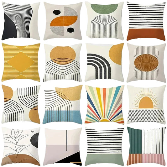 Hemasa 4Pcs Decorative Pillow Bedroom Sofa Car Cushion Cover Abstract Line Pattern Series Throw Pillow
