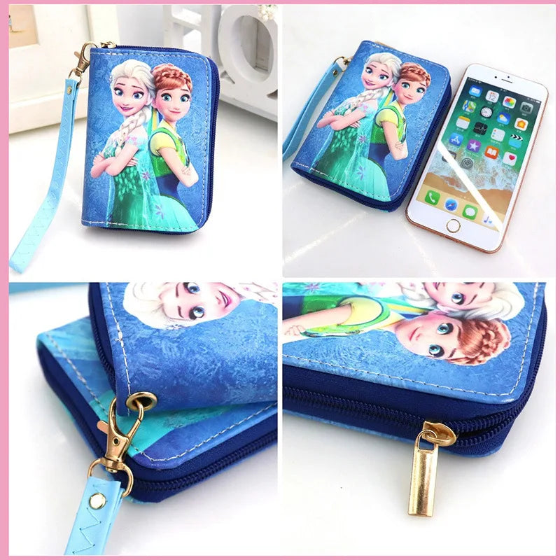 Disney Frozen 2 Women's Wallet Princess Anna Elsa Cartoon Movie Multifunctional Card Holder for Girls Kawaii Print Coin Purse
