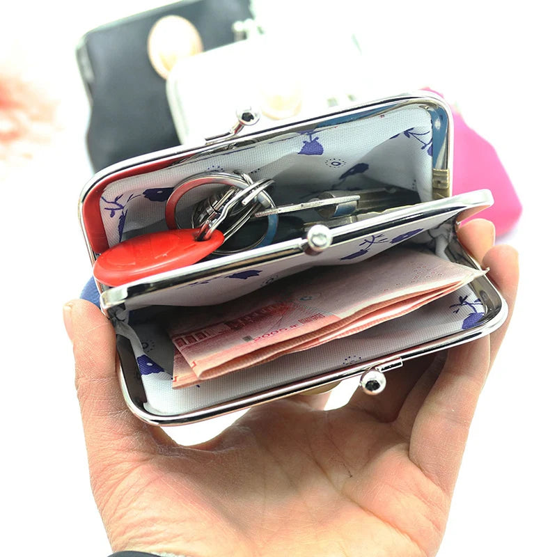 Hemasa PU  Leather Money Purse with  Buckles / Coin Wallet Card Holder Double Layer Mini Purse