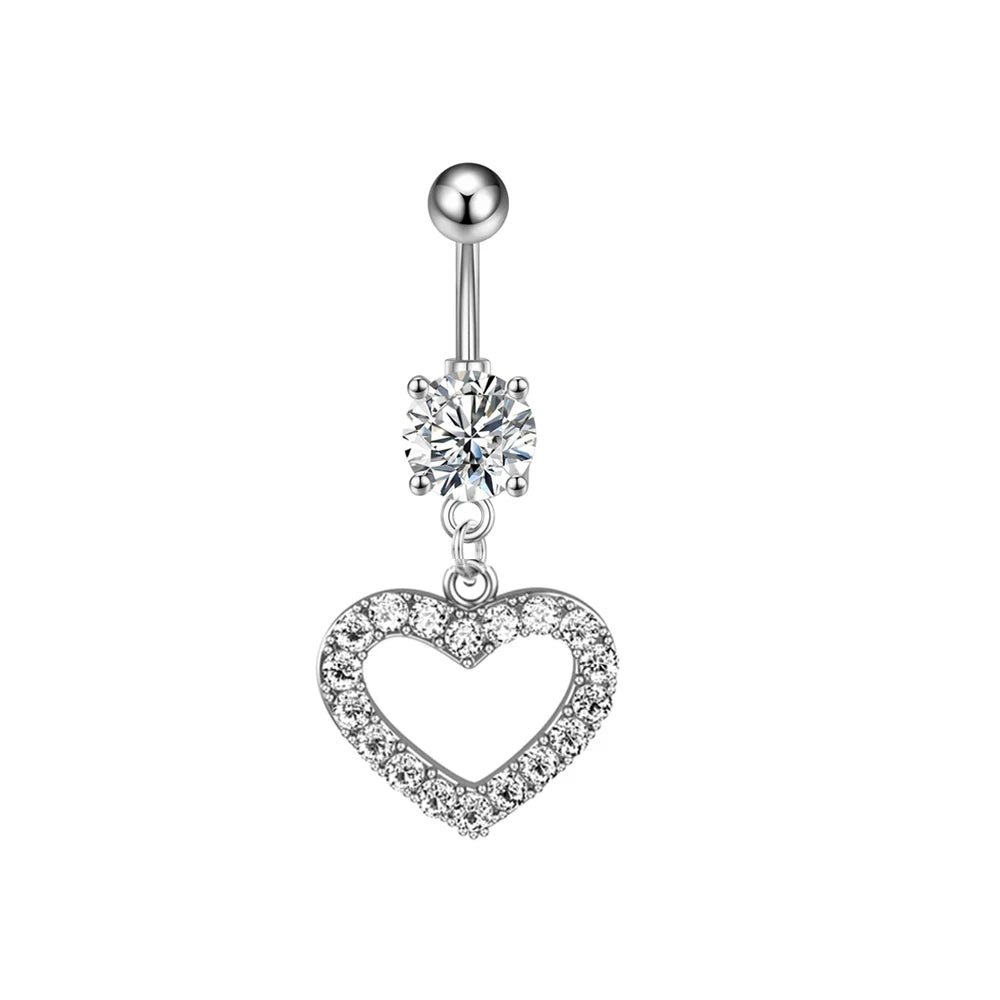 1pc Dragon Butterfly Flower Heart Belly Button Rings Blue Pink Crystals Zircon Dangled Navel Belly Piercing Nombril for Women