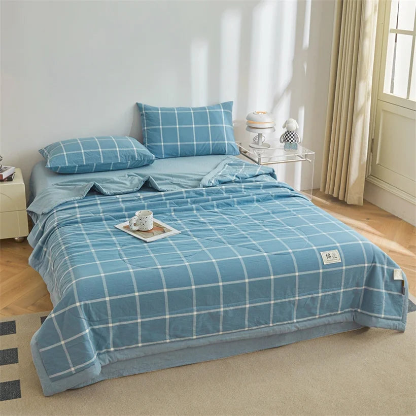 Tejesa Summer 100% Cotton Thin Quilt Comforter Soft Air Conditioning Quilt/Duvet/Blanket Lightweight Bed Cover Soft Bedding