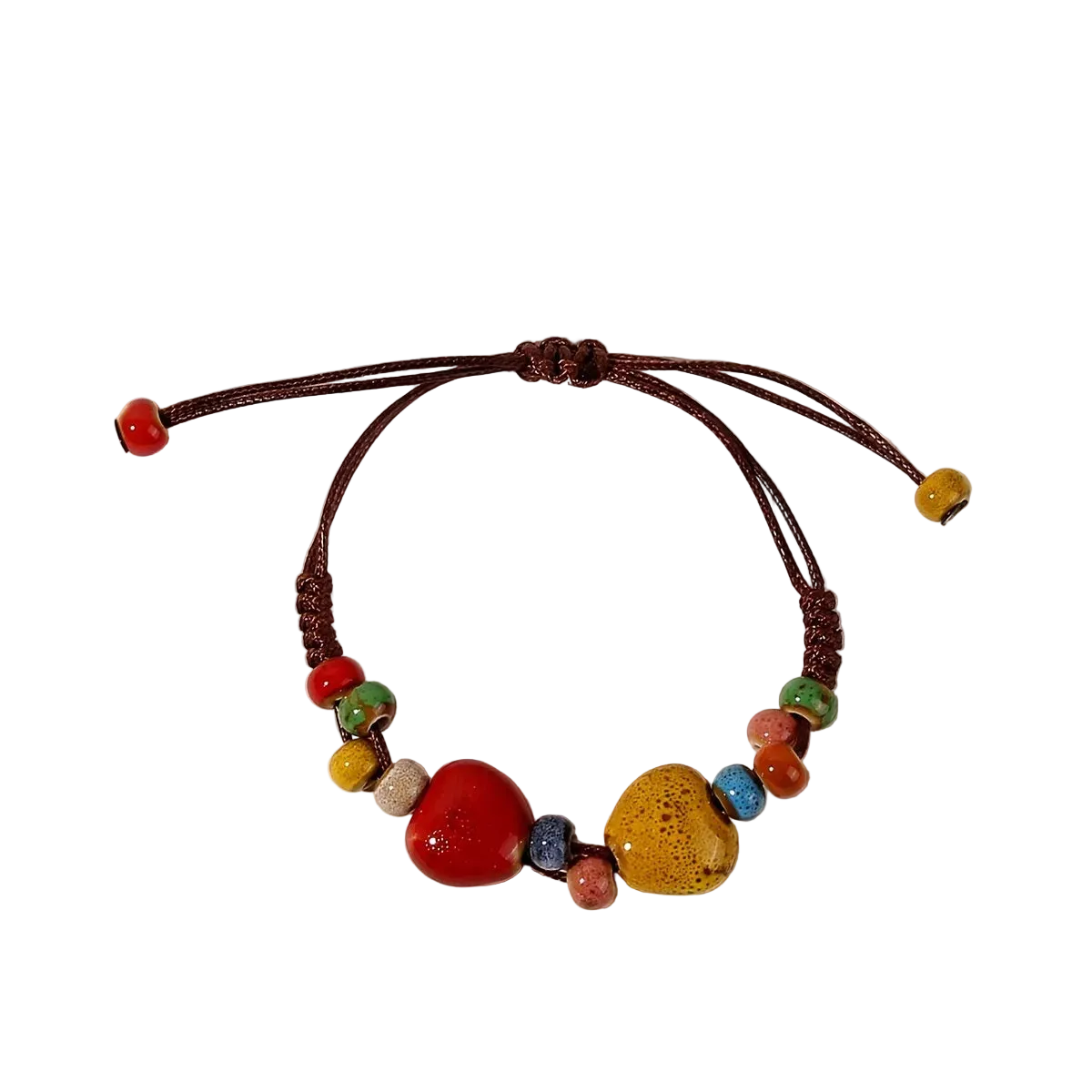 Hemasa Colorful Love Heart Charm Bracelet  /Ethnic Style Colorful Ceramic Bead Bracelet