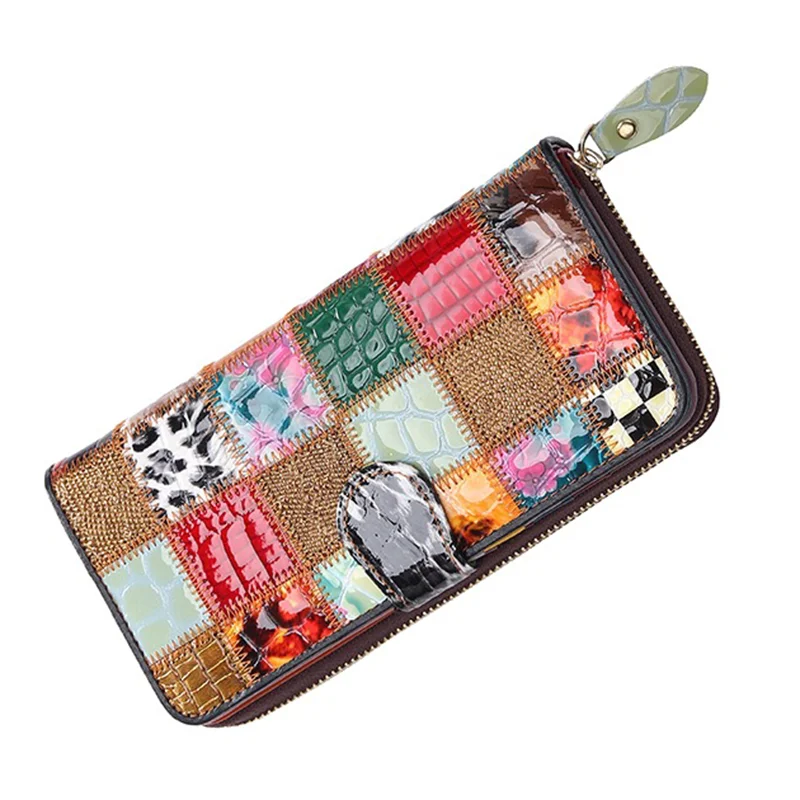 Hemasa  Women's Casual Wallet Single Pull Buckle Patchwork Card Holder Bank Zipper