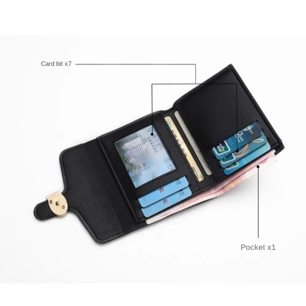 PU Leather Women Wallet Fashion Multi-card Three-fold Money Clip C Letter Coin Purses Women