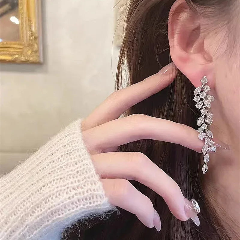 Hemasa Crystal Zircon Long Earrings for Women