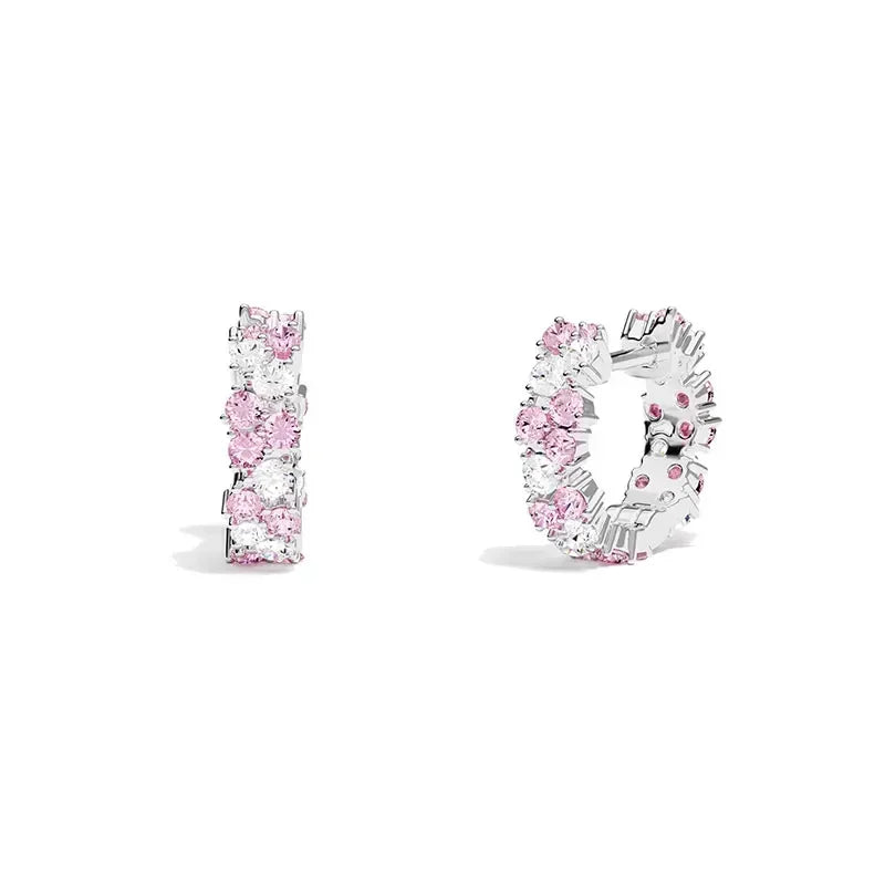 RP  Sterling Silver White Green Pink Circular Ring Earrings Bracelet Necklace Women Luxury Fashion Classic Banquet Jewelry