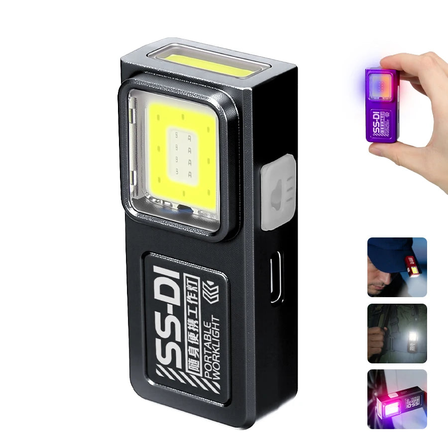 Hemasa LED COB Mini Flashlight USB Rechargeable Mini Torch Portable Working Light With Magnet Outdoor Emergency Hiking Fishing Lantern
