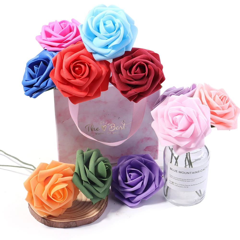 Tejesa 5/10/20Pcs Artificial Foam Rose Flowers 7.5cm PE Simulation Roses Fake Flower Bouquet for DIY Home Wedding Party Dceor Material