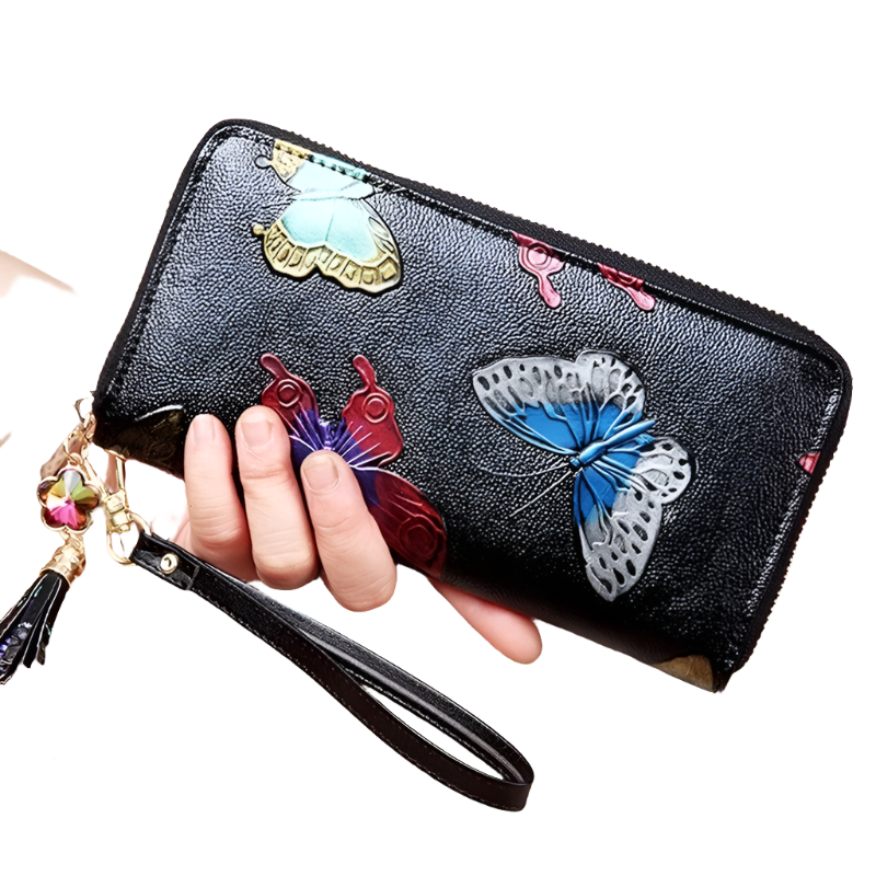 Hemasa Leather Women Wallet Large Capacity Ladies Card Holder Purse Floral Leather Wallets Long Female Coin Purse