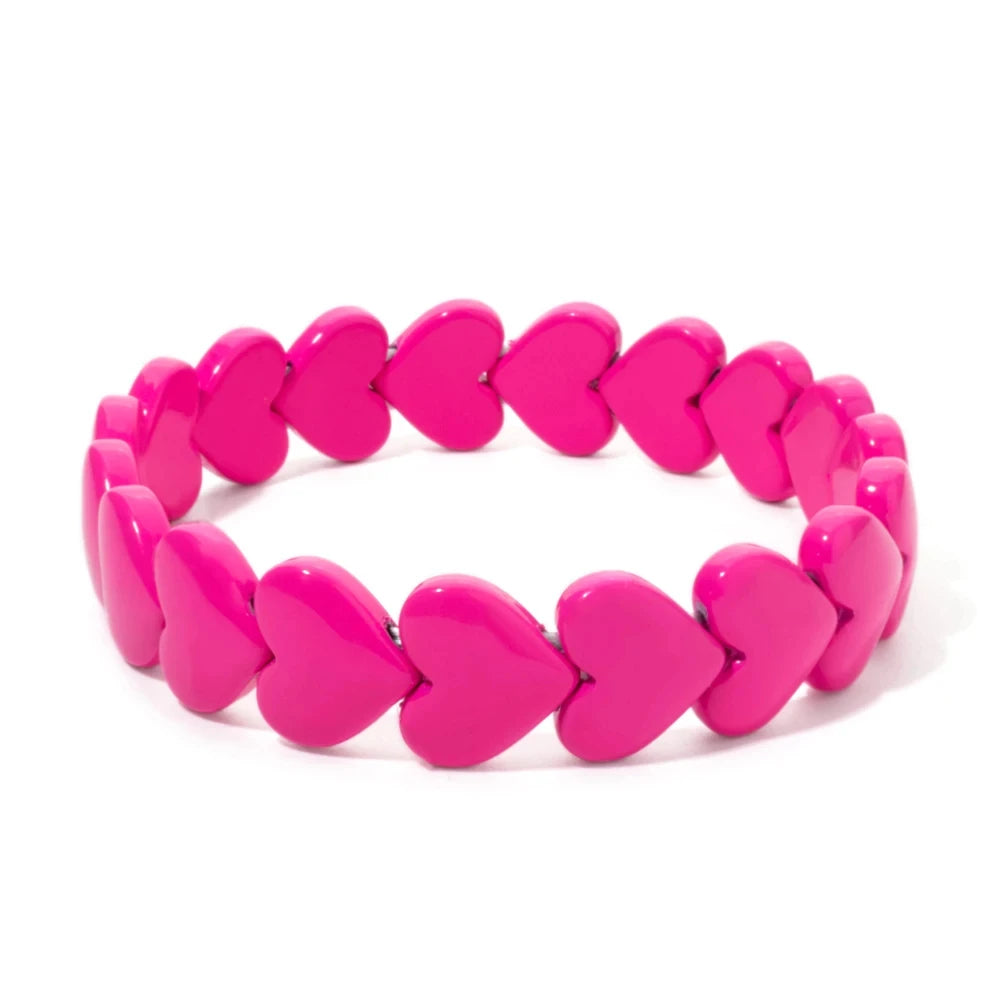 Tejesa  Gold Color  Pink Red Heart Charm  Couple Bangle   Bracelet For Women