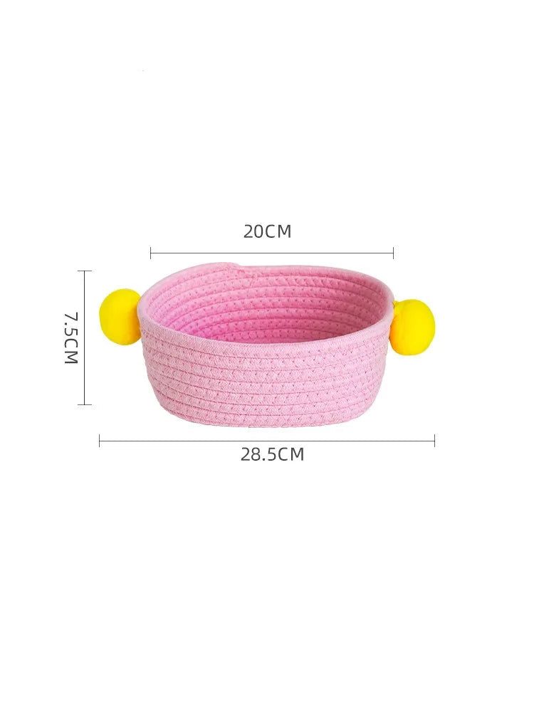 Tejesa Dopne Cotton Tead Woven Storage Basket Cute Living Room Sna Miscellaneous Goods Storage Box Bedroom Cosmetic Organizer...