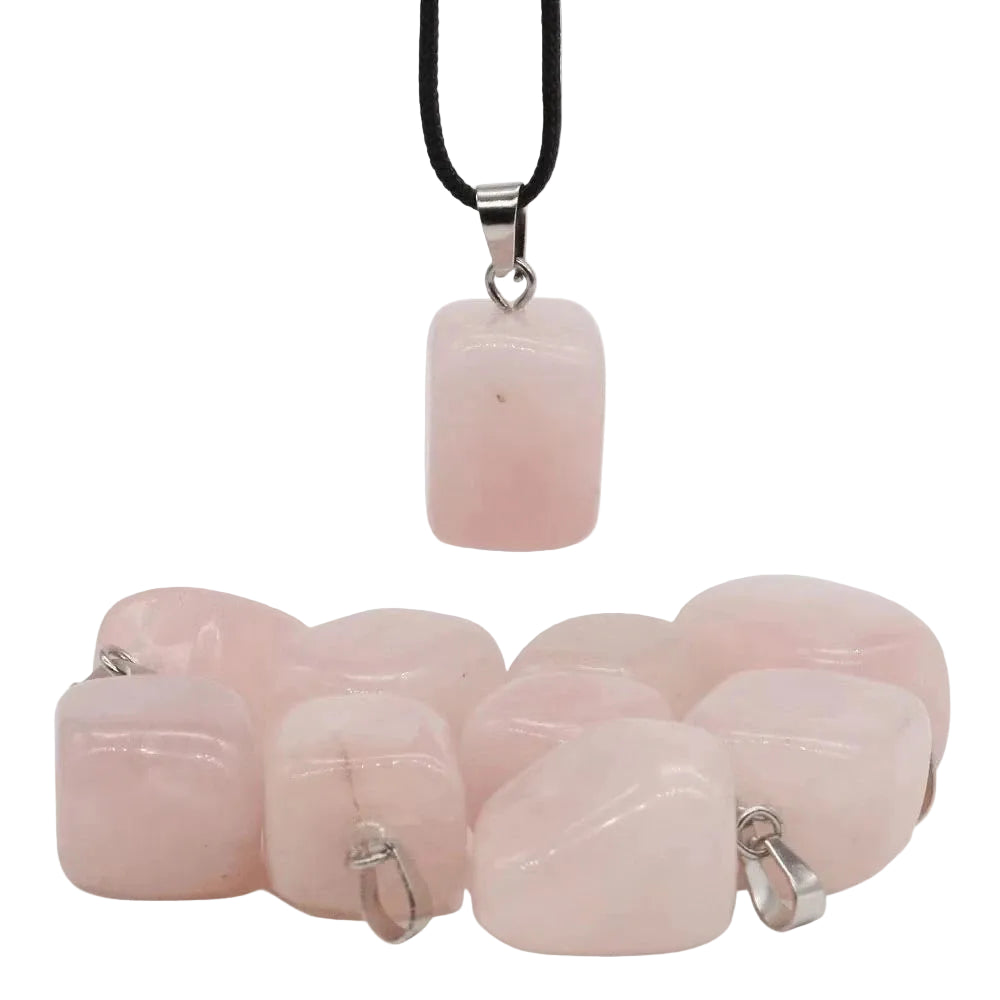 Natural Healing Irregular Tumble Stone Necklace Reiki Mineral Rose Quartz Tiger Eye Pendants for Women Men Jewelry Making Gifts