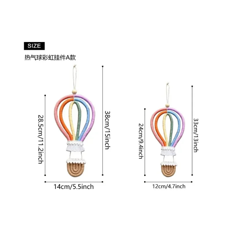 Heamsa Nordic Woven Hot Air Balloon Wall Hanging/ Macrame Rianbow Tapestry