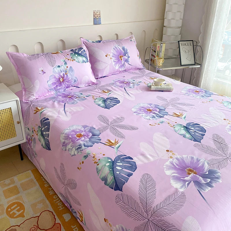 1pc Bed Sheet Flower Printed Top Sheets Single/Queen/King Bedsheet for Double Beds Floral Flat Bed Sheet(without pillowcase)