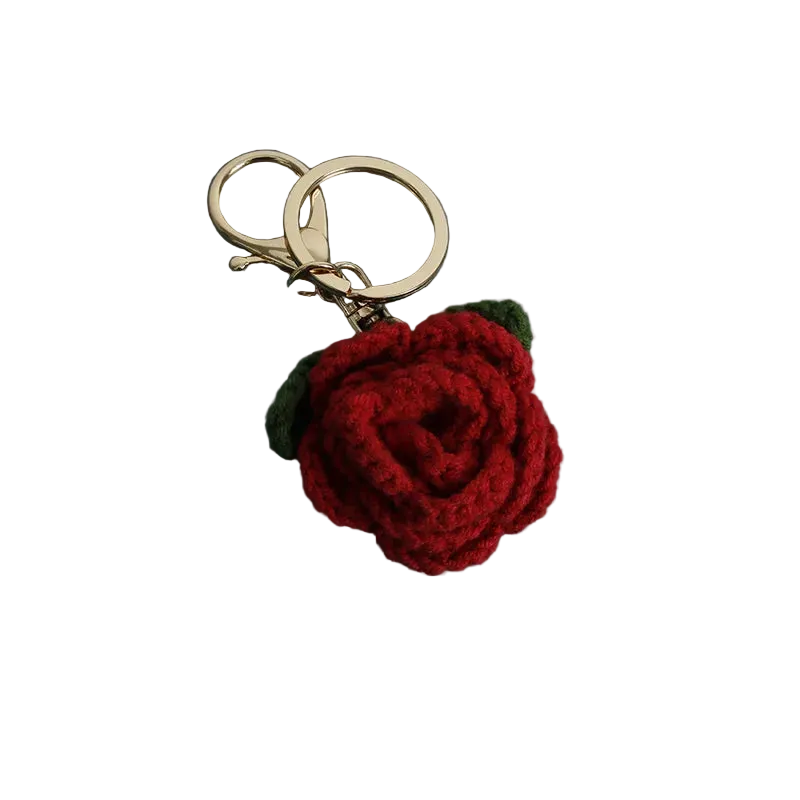 Hemasa Crochet Flower Pendant /Cute Handwoven Flower Keychains/ Knitted Flowers Bag Decor Gift Lovely Key Ring