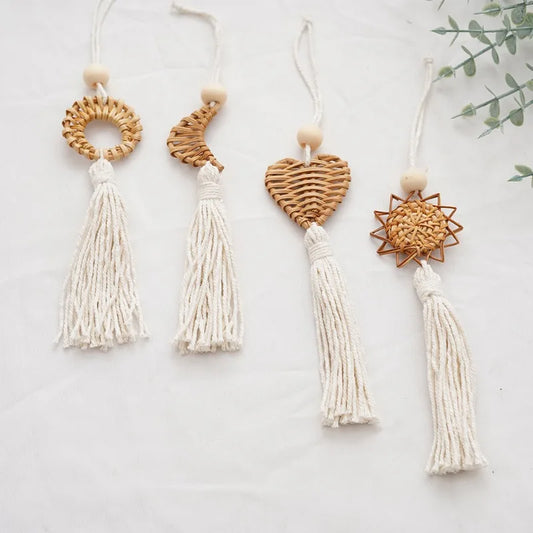 1Pc Boho Decor Macrame Holiday Wall Pendant Handmade Wall Art Retro Grass Vine Weaving Cotton Hanging Ornament Tree Gifts