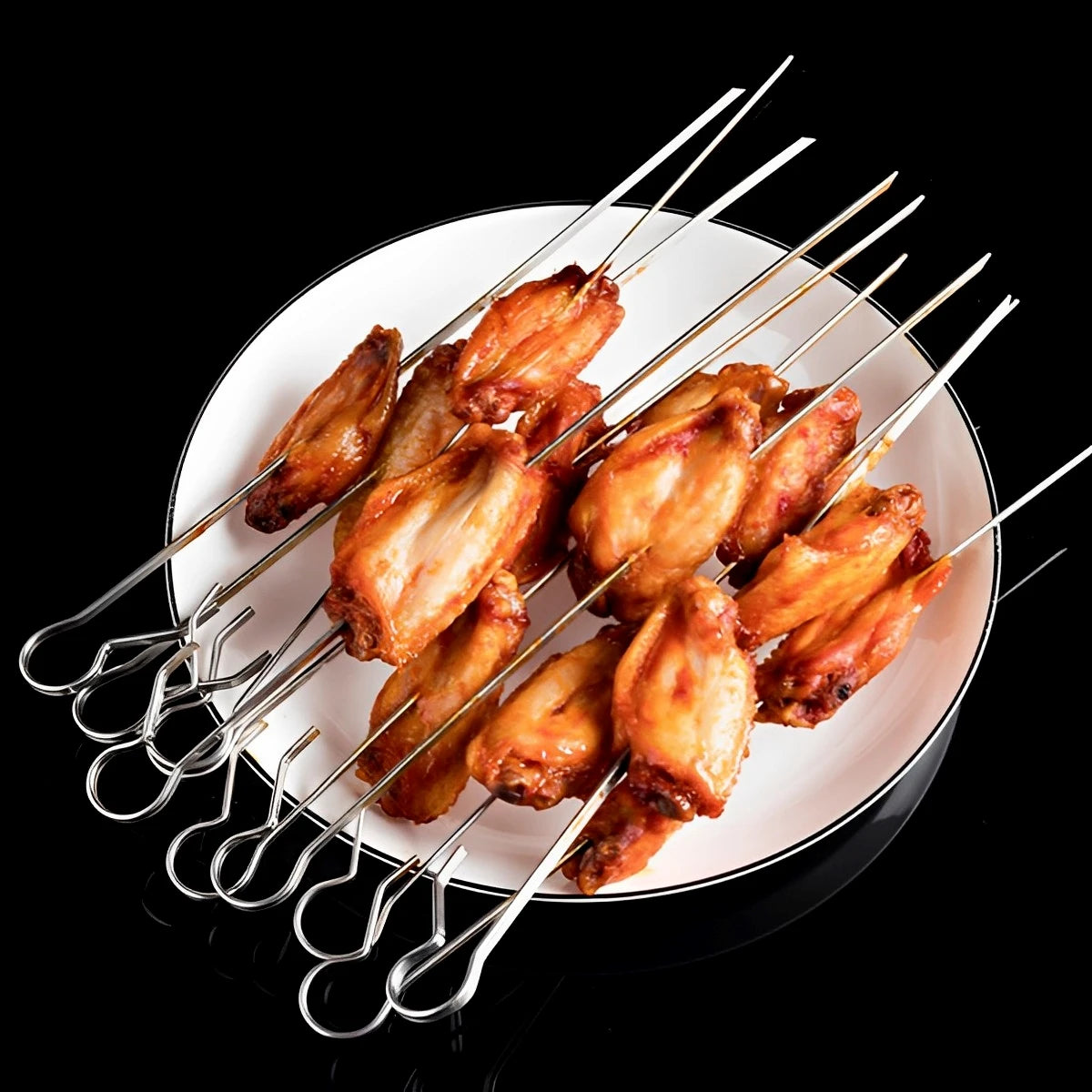 Tejesa BBQ Grill Oven Meat Kebab Rack Easy Flip Grill Kebab Maker for Home Party Cooking Picnic BBQ NonStick Roaster Skewer Needle Cage