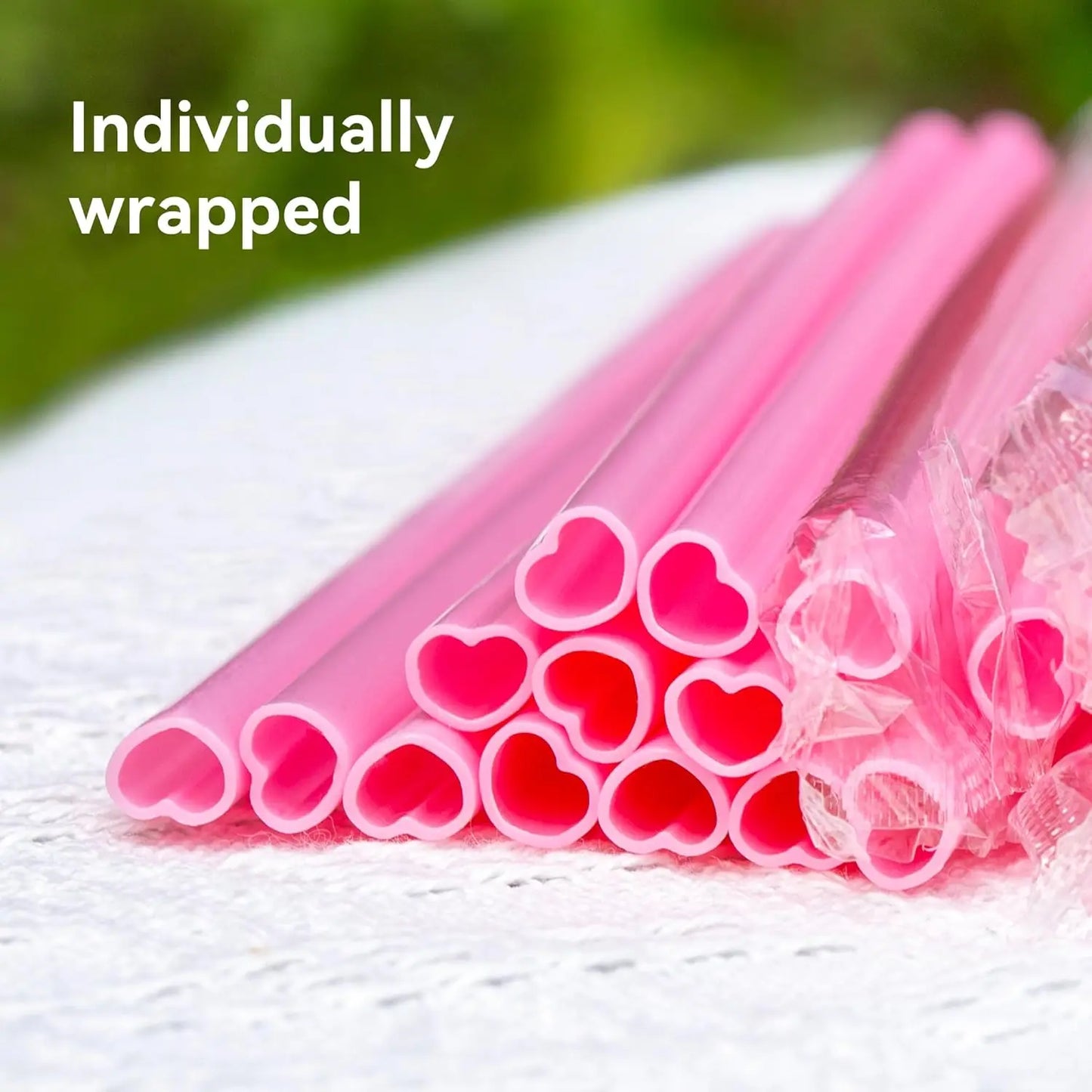 Hemasa 100-400 Heart Shaped Pink Straw Disposable Drinking Cute Straws