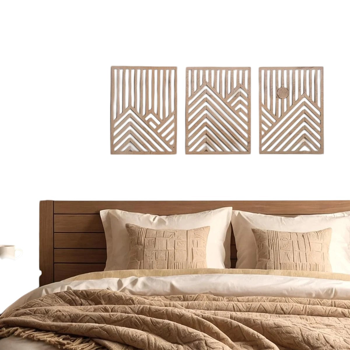 Tejesa 3PCS Retro Wood Art Decor Modern Wood Art Wall Decor,Indoor Wall Hanging Decorations for Living Room, Bedroom, Office