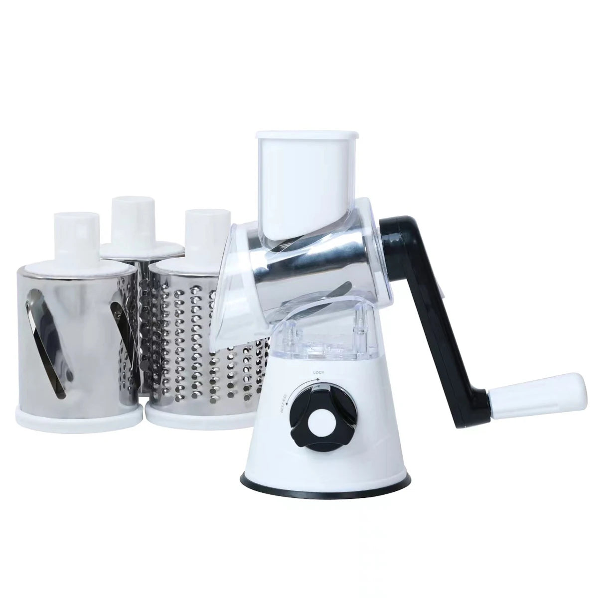 Tejesa Multifunctional Vegetable Slicer Shredder Cutter Tool 3 Sharp Drums Manual Hand Operated Grater Cheese Peanut Cookie Chopper